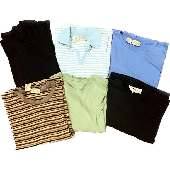 St Johns Bay Womens Tops Large XL Lot Of 6 Petite Knit T Shirt Turtle Neck - Picture 1 of 16